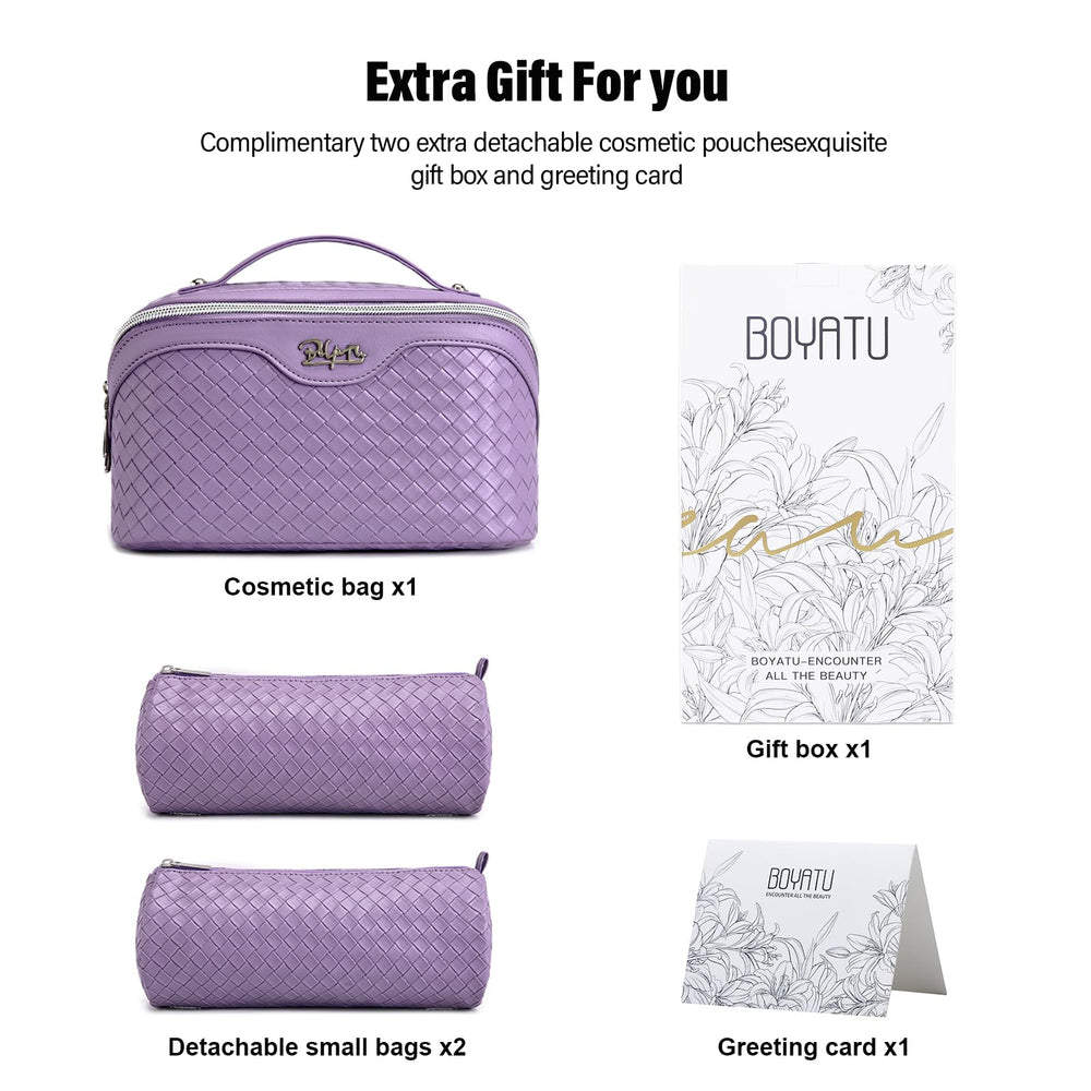 BOYATU bolsa maquillaje con asa portátil para viajar con facilidad.