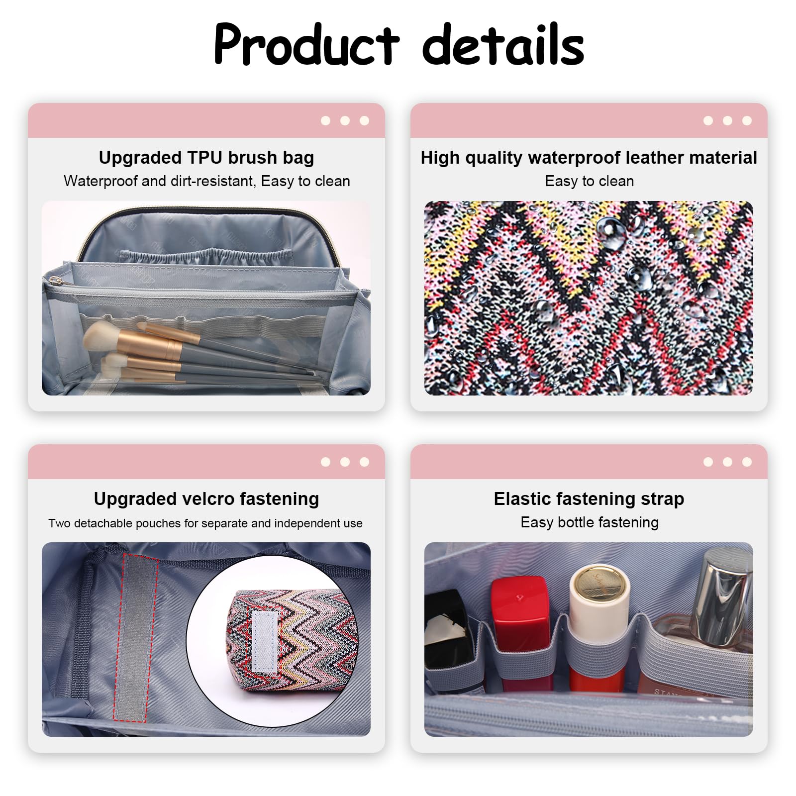 BOYATU bolsa maquillaje gran capacidad, caben botellas de 230 ml para viaje.
