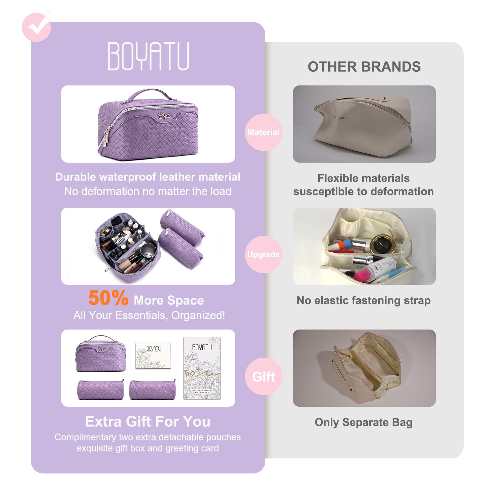 BOYATU bolsa maquillaje capacidad amplia para botellas de 230 ml.