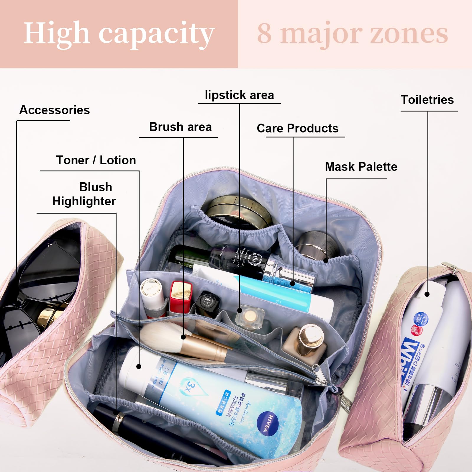 BOYATU bolsa maquillaje para viaje, práctica en maleta y bolso.