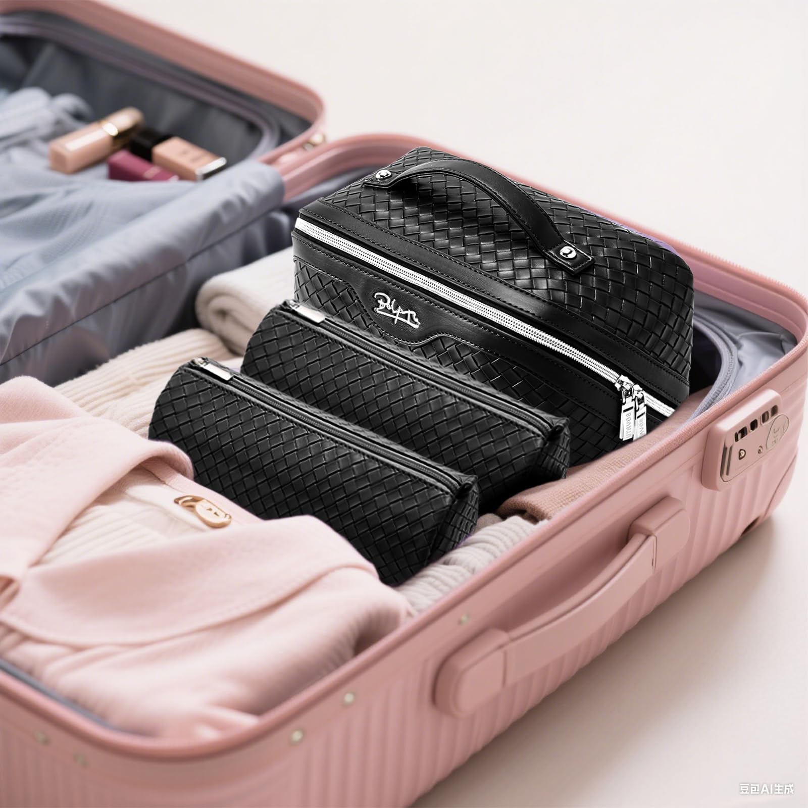 BOYATU compartimentos-multiples-bolso-cosmeticos-duradero, perfecto para casa o carretera.