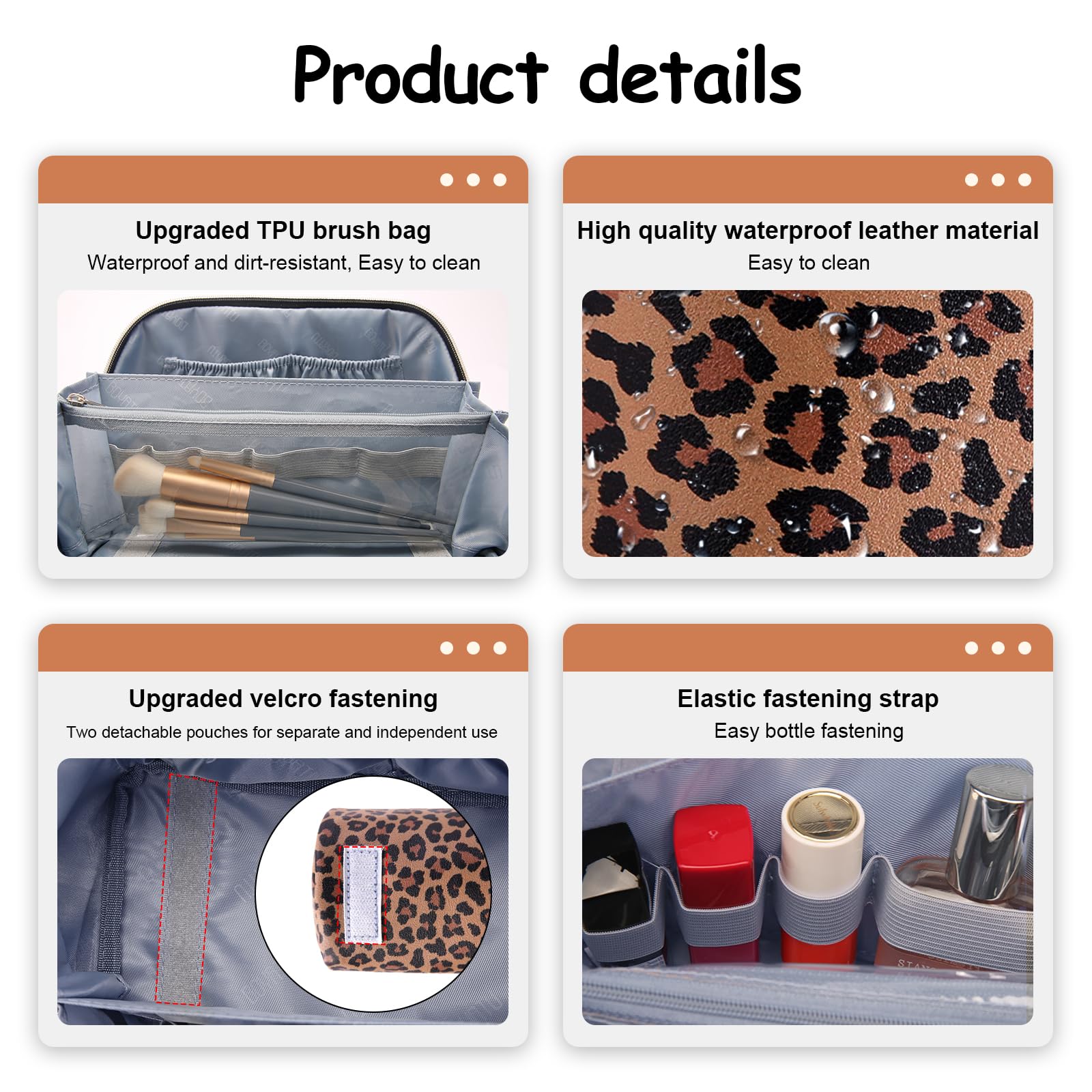 BOYATU organizador de viaje portátil, diseño leopard, ayuda a ordenar productos.