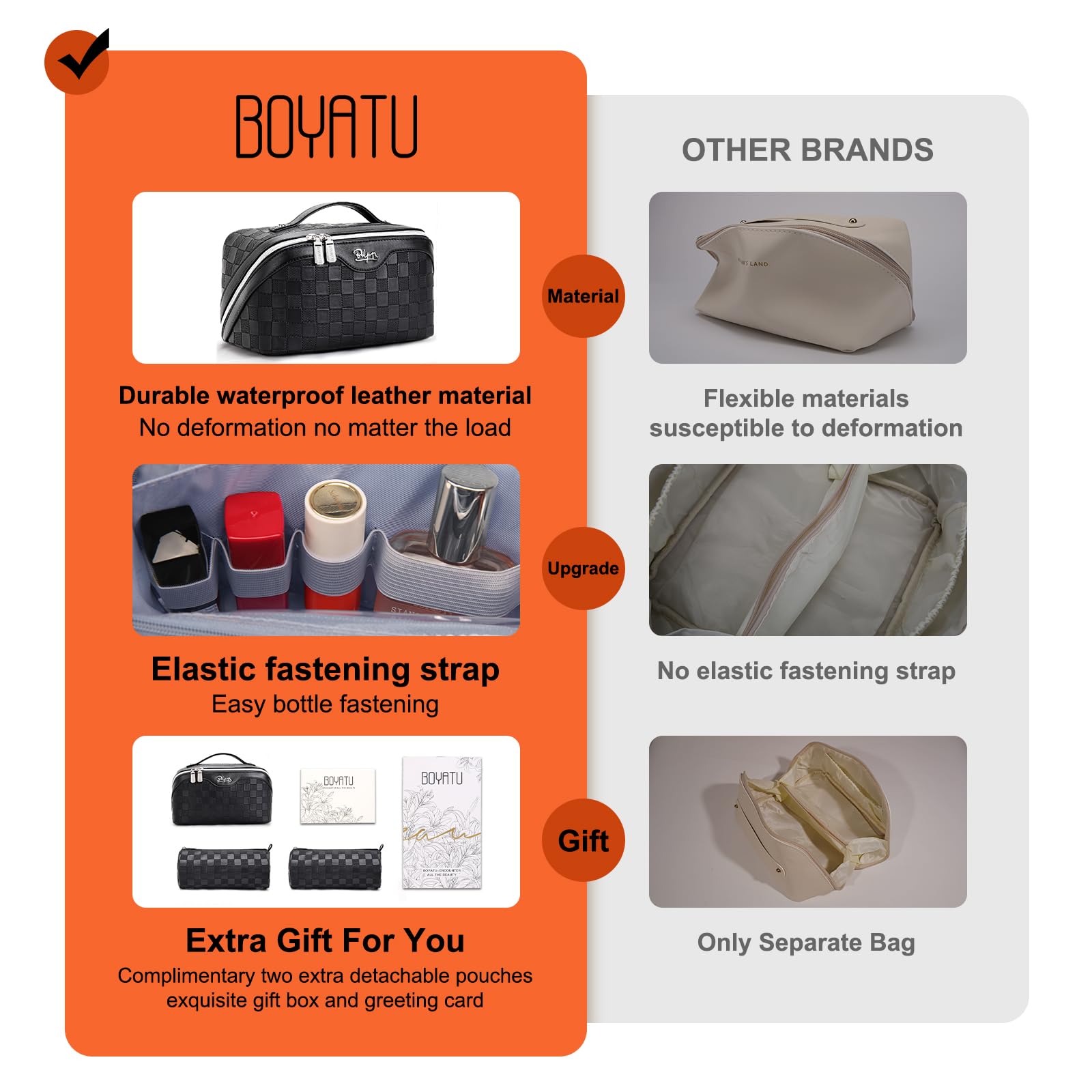 BOYATU regalo para viajeras, estuche de maquillaje elegante.