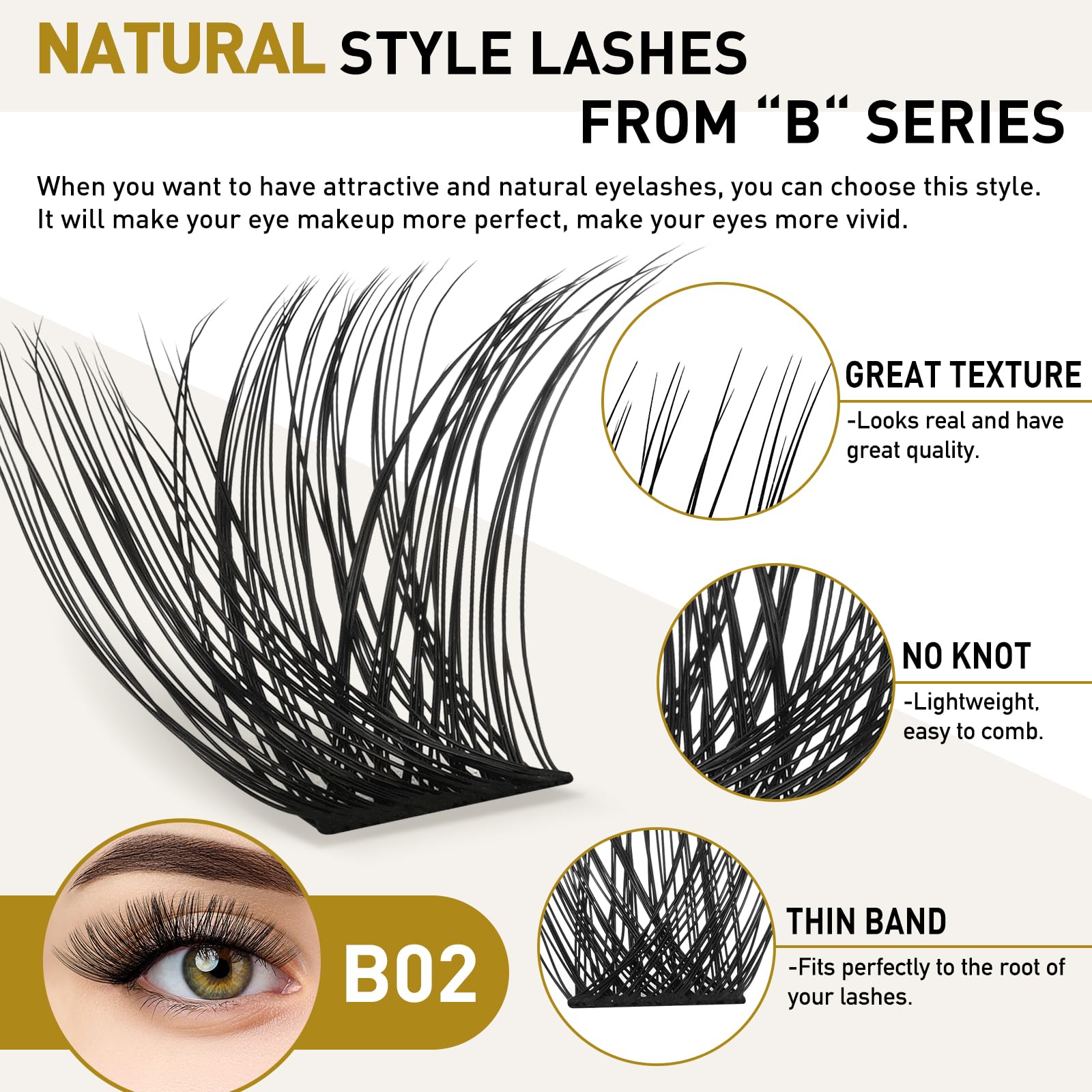 B&Qaugen: aplicación sencilla con pinza para clústeres y look rápido.