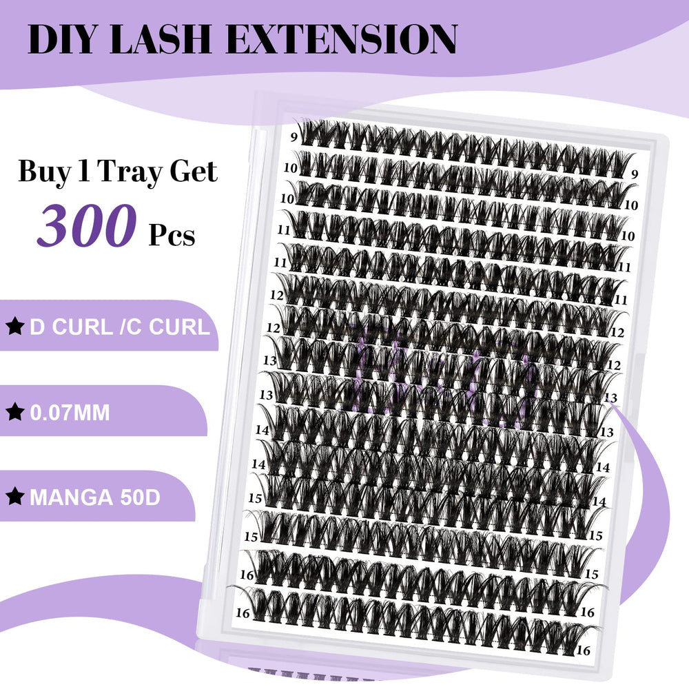 B&Qaugen Manga Lash Clusters rizado D para un efecto definido