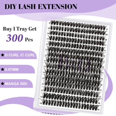 B&Qaugen Manga Lash Clusters rizado D para un efecto definido