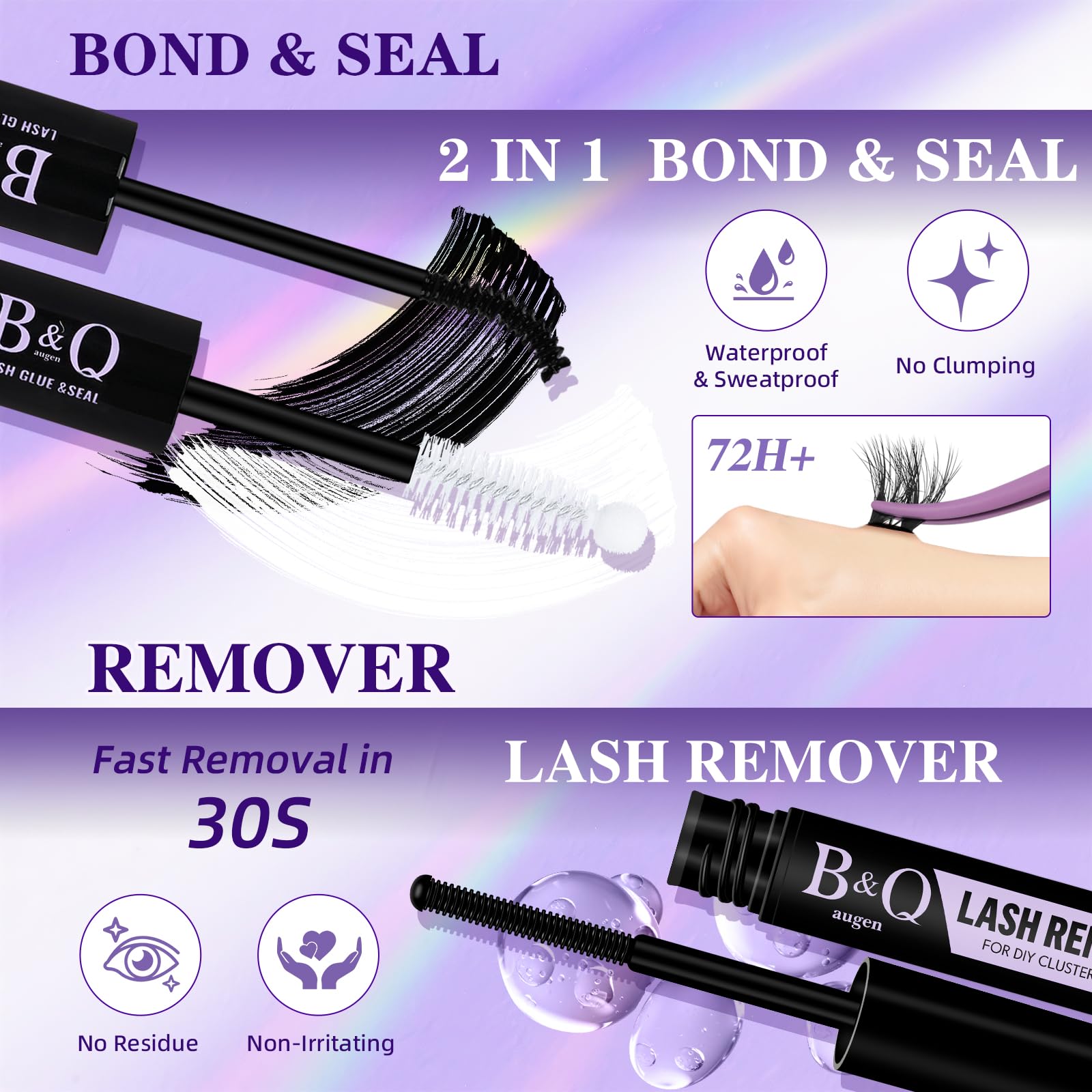 B&Qaugen mixed-length clusters (8-18mm) unlock customizable lash styling.