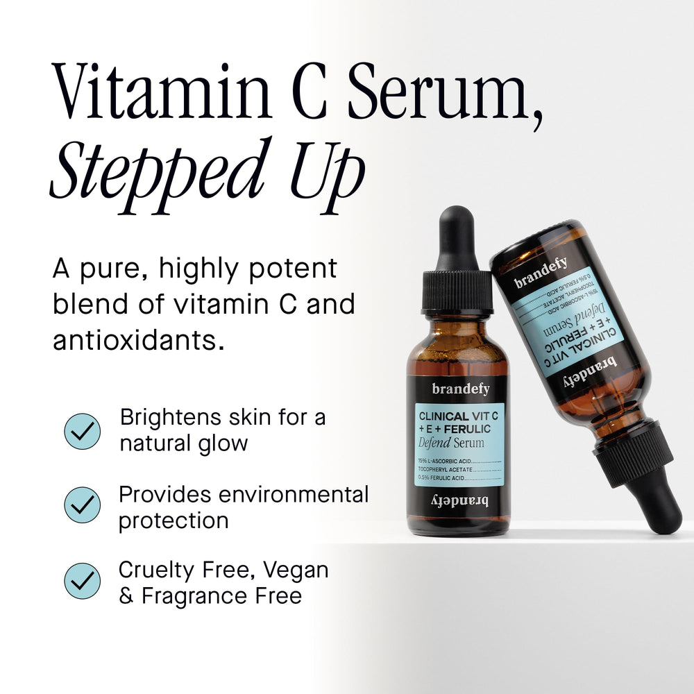 Brandefy Serum Vitamina C 15% en aplicacion diaria, tez más luminosa
