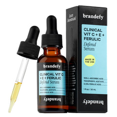 Brandefy Serum Vitamina C 15% en frasco, posible antioxidante para la piel