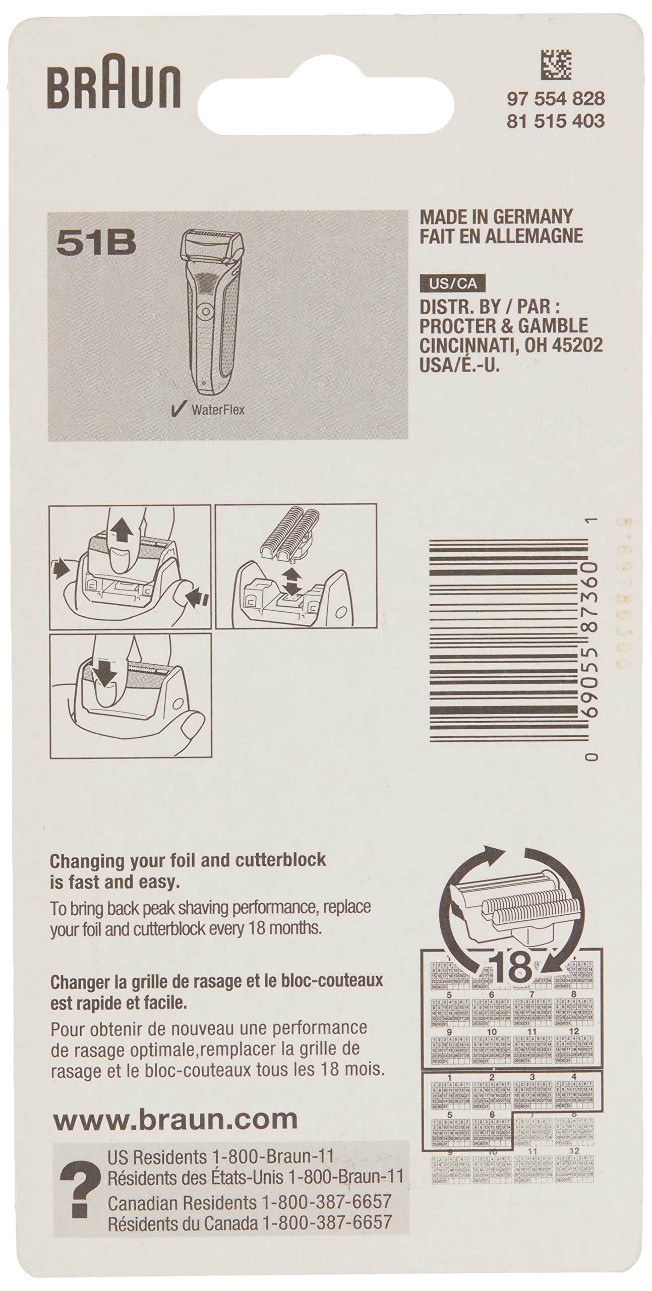 Braun 51B: cabezal repuesto compatible para Series 5, limpieza regular