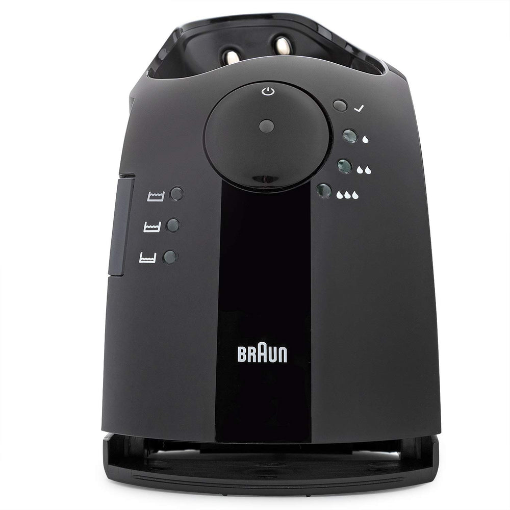 Braun clean and charge base front view for Pulsonic shavers with stable charging
