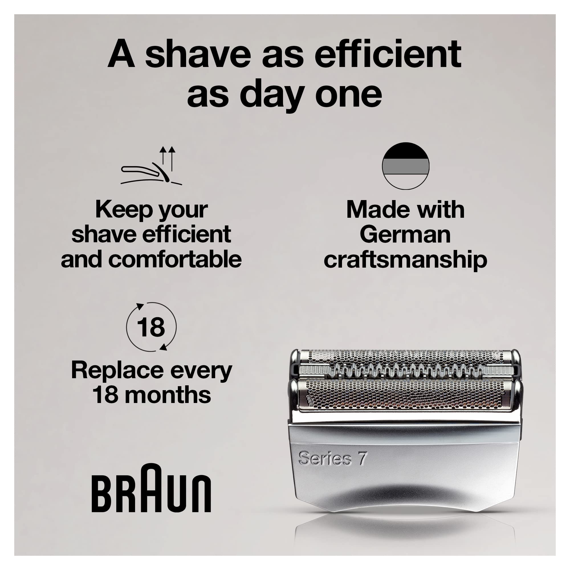 Braun Series 7 70S: diseño plateado que encaja con estuche y máquina