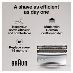 Braun Series 7 70S: diseño plateado que encaja con estuche y máquina