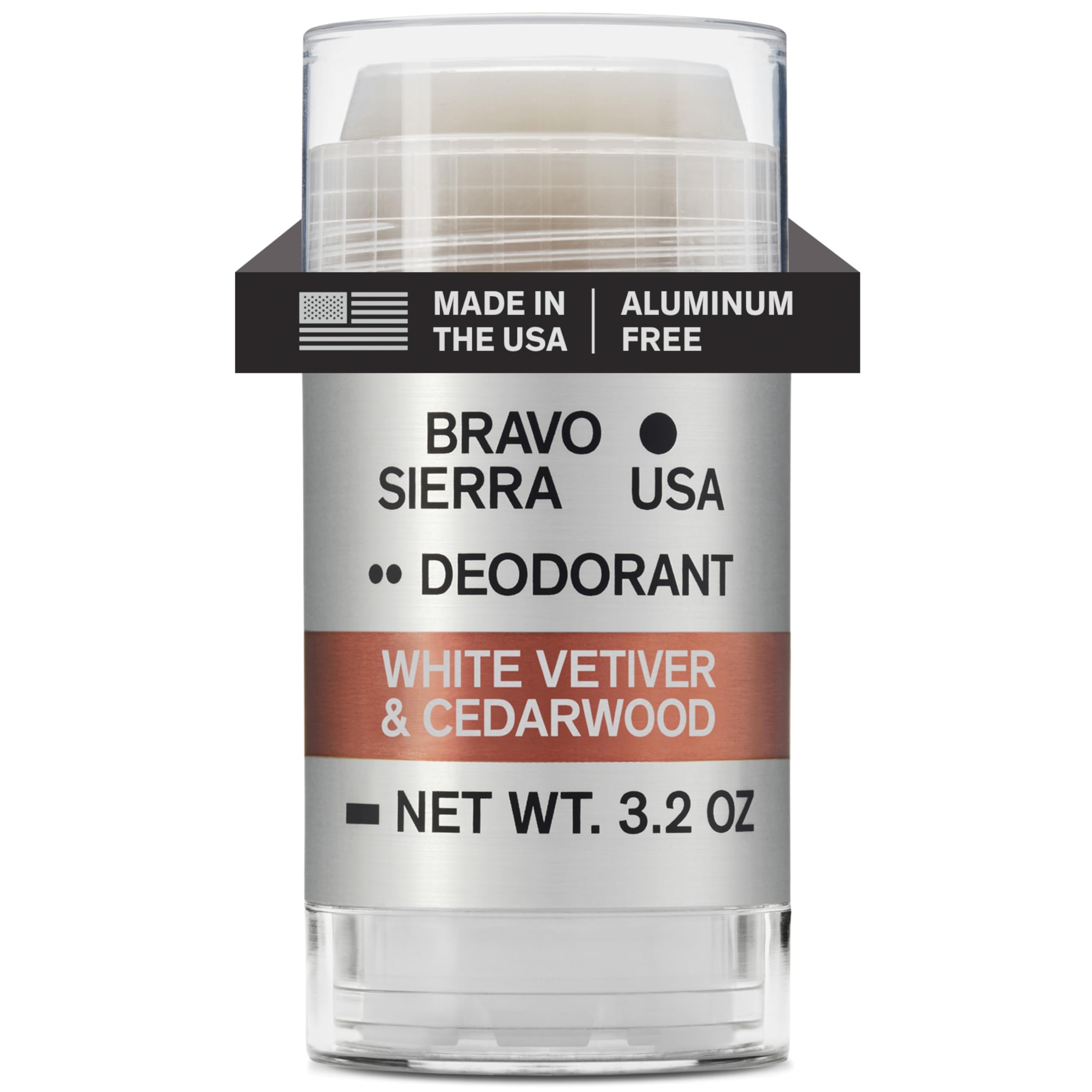 Desodorante Bravo Sierra sin aluminio en envase de 3,2 onzas.