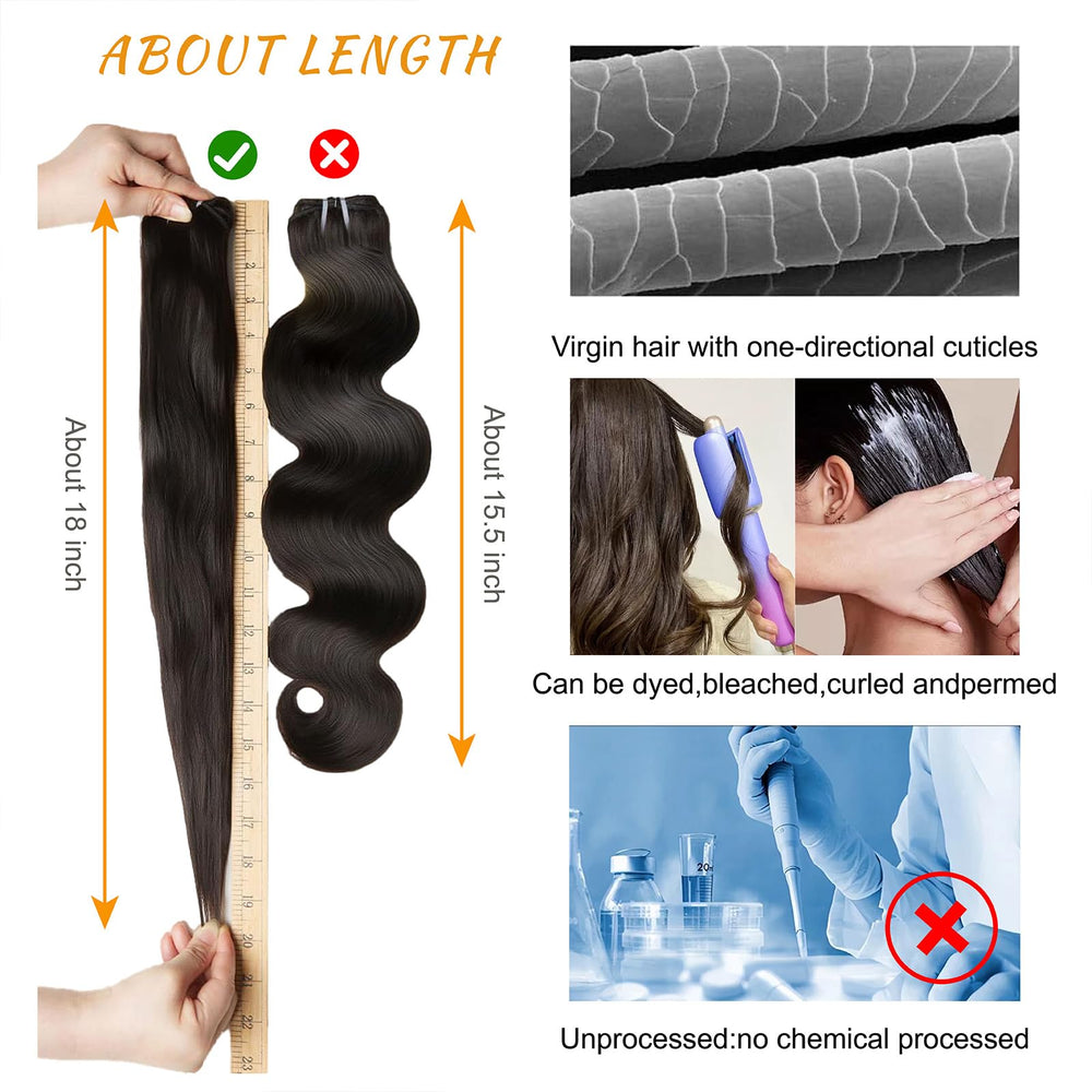 Brbeawor cabello negro natural para combinar con tonos de piel