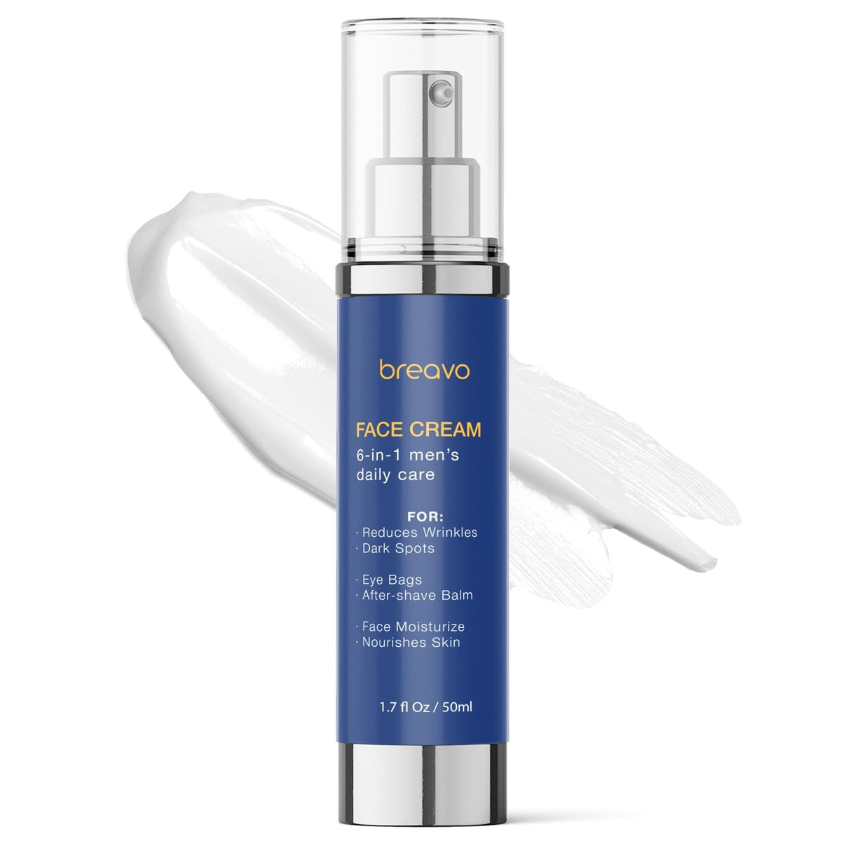 Breavo 6 en 1 crema facial para hombres, envase de 1,7 oz, ideal para uso diario.
