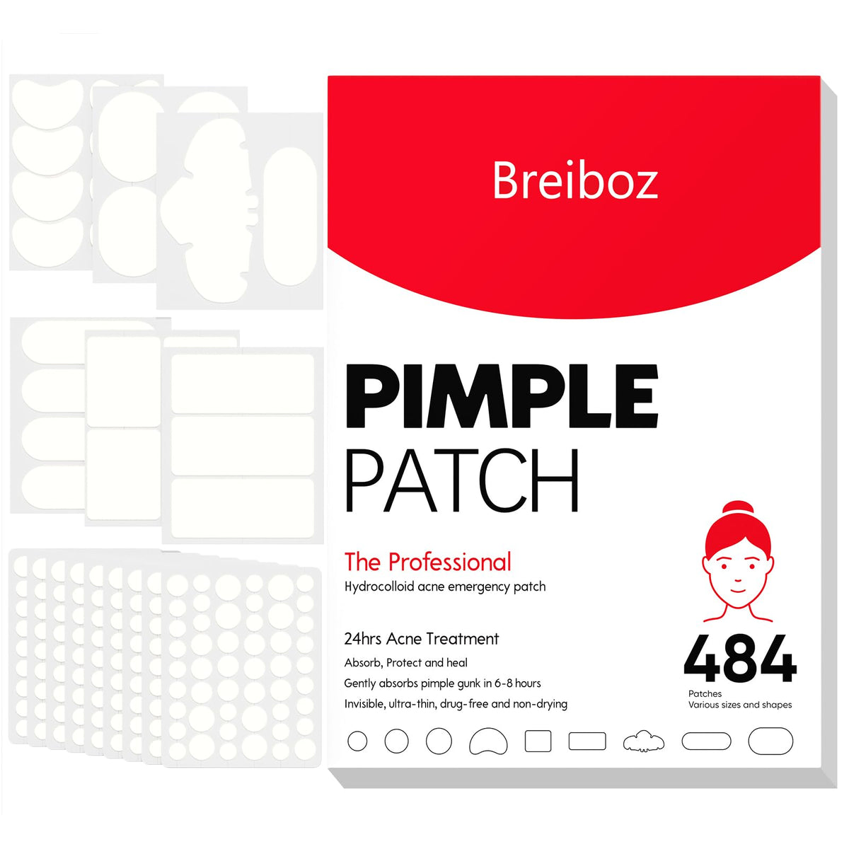Parche hidrocoloide Breiboz para gran espinilla con adherencia fuerte