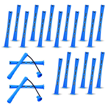 Bremorou varillas perm para cabello corto en azul, rizos definidos sin calor.