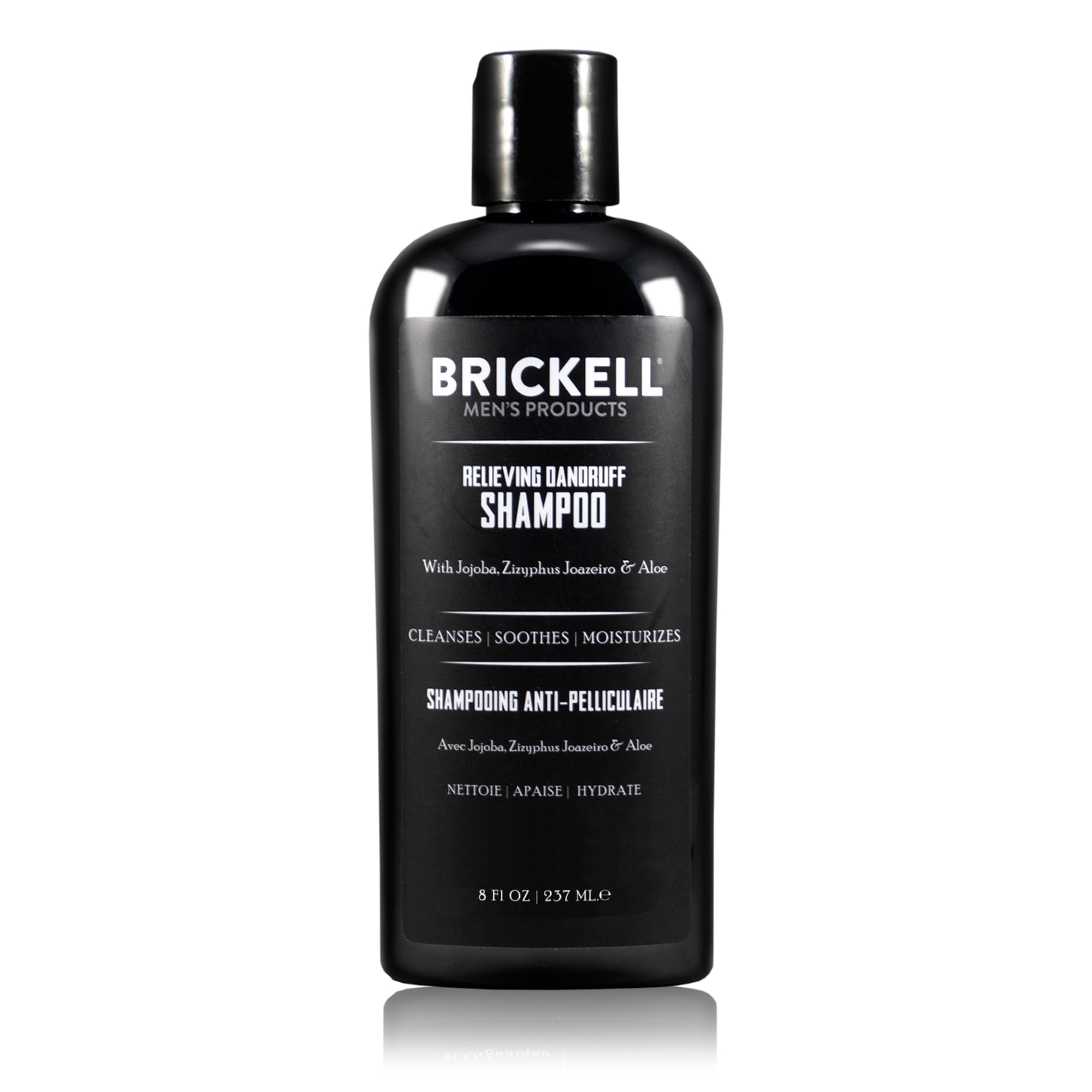 Champú Brickell para hombres, botella de 8 oz, alivio suave de la caspa.