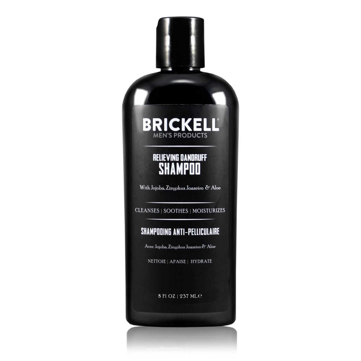 Champú Brickell para hombres, botella de 8 oz, alivio suave de la caspa.