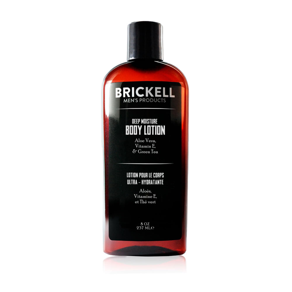 Loción corporal Brickell, botella visible para hidratación diaria