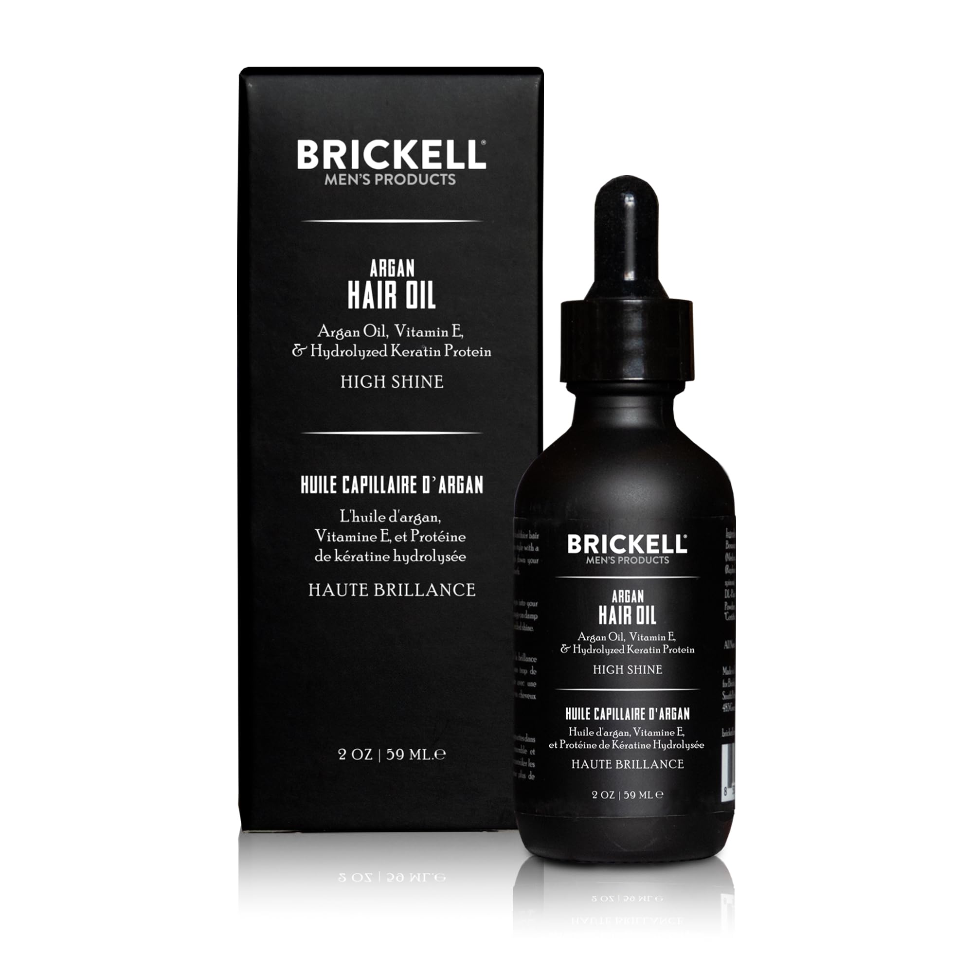 Brickell Aceite de Argán para cabello, textura ligera visible, control del frizz diario.