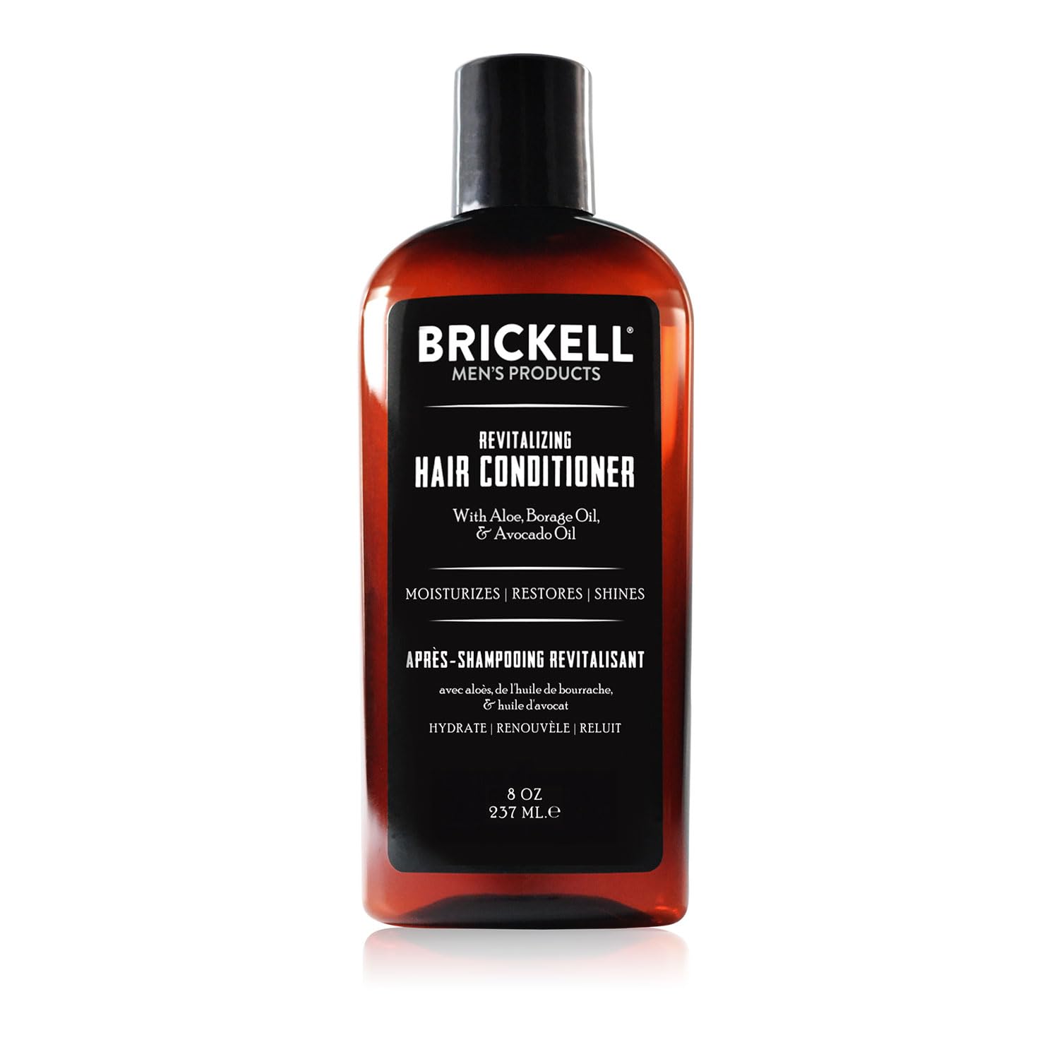 Brickell apres-shampooing homme - bouteille: cheveux plus volumineux et brillants.