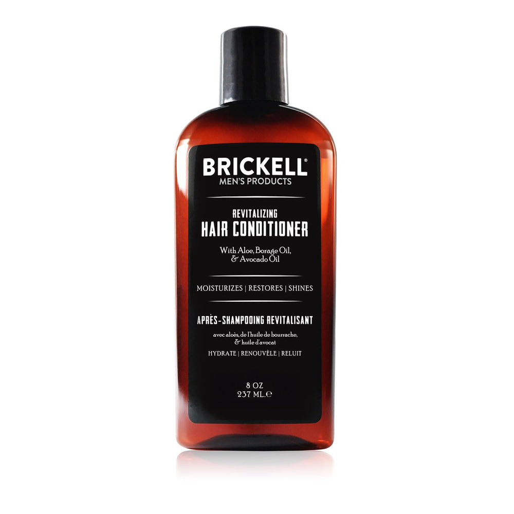 Brickell apres-shampooing homme - bouteille: cheveux plus volumineux et brillants.
