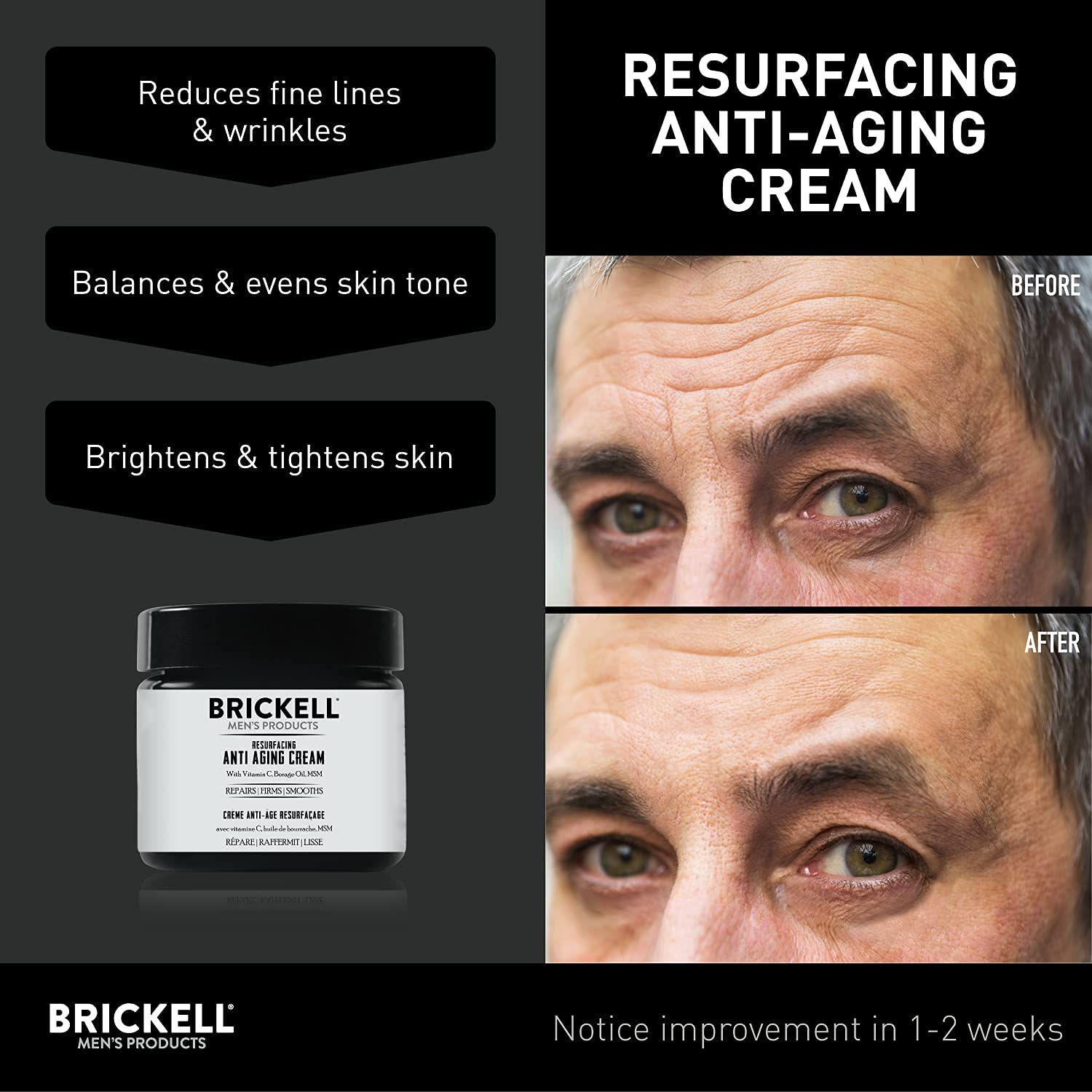 Brickell: étiquette sans parfum et ingrédients biologiques pour routine clean.