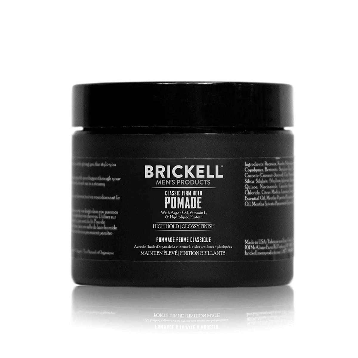 Brickell pomada para cabello: fijación firme y brillo duradero.