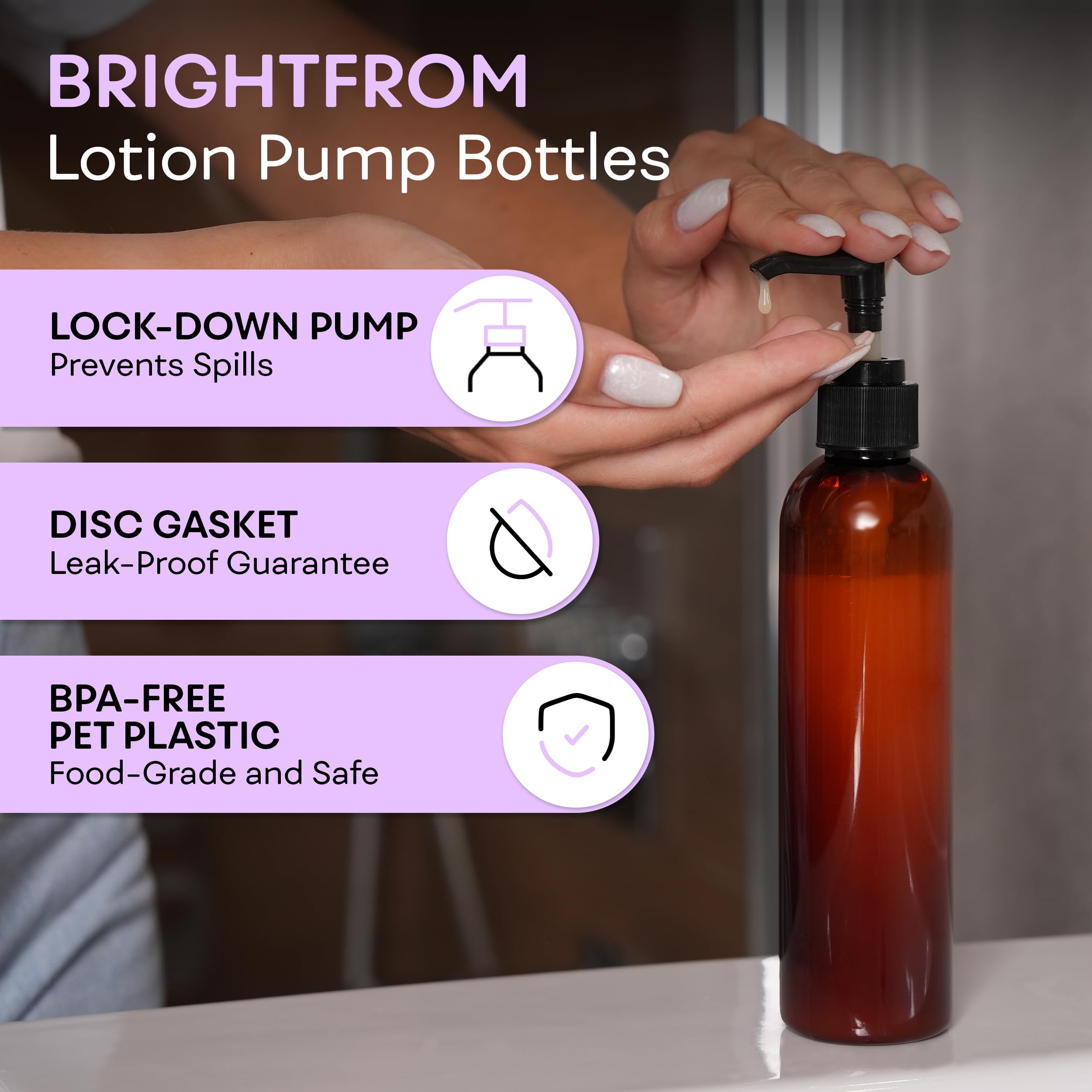 BRIGHTFROM bomba de loción con bloqueo para evitar fugas y goteos