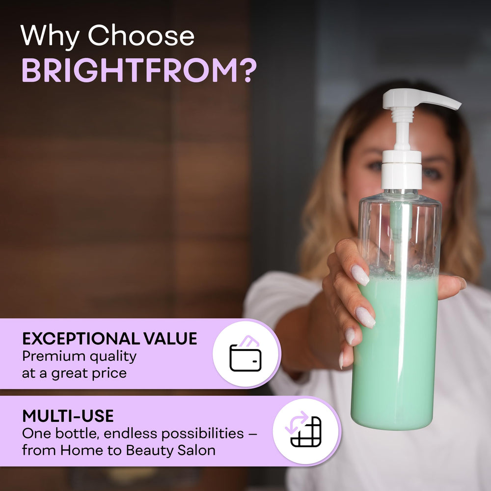 BRIGHTFROM botellas-dispensador-locion-16oz uso-cocina-bano, versatilidad para distintos productos.