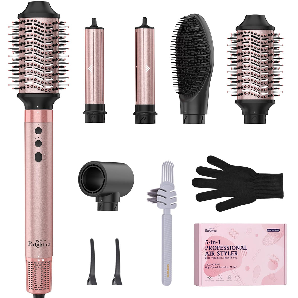 Brightup Estilizador de aire 5 en 1 secado rápido para cabello suave