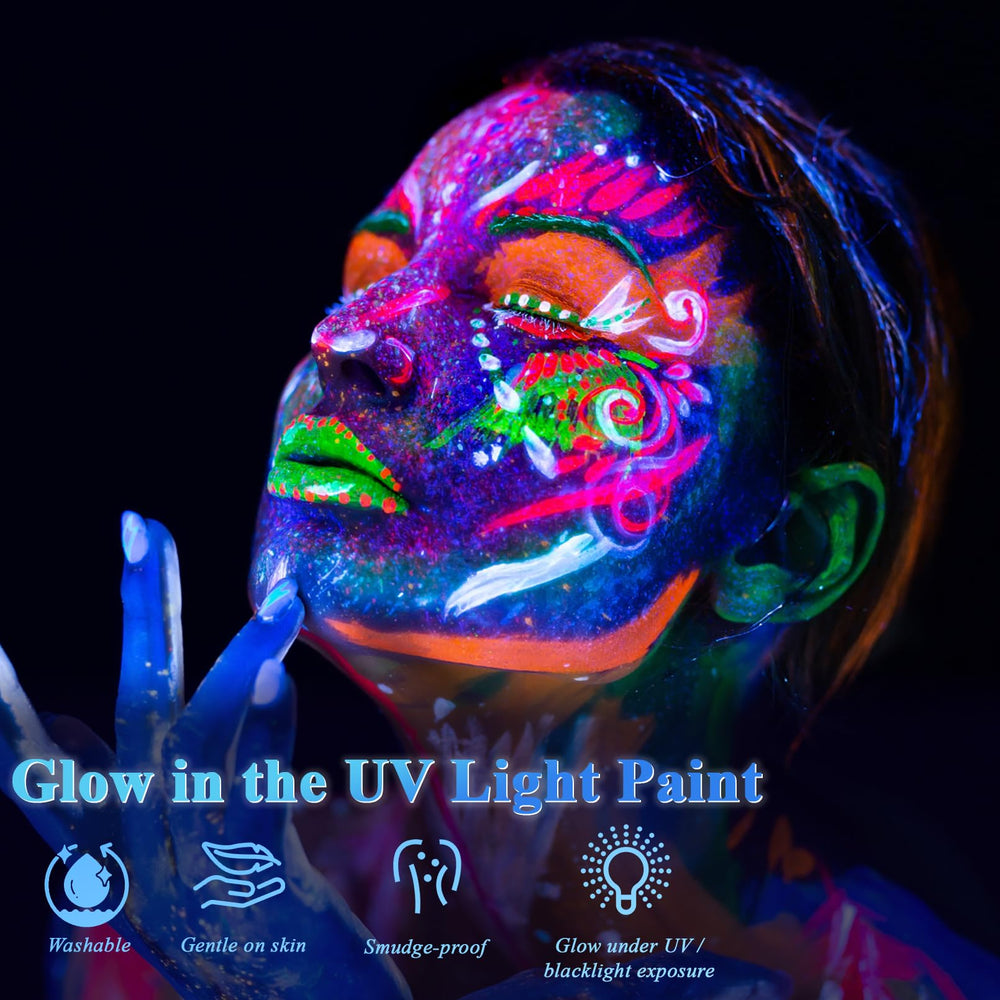 BRIMFULITE Glow UV Paint for smooth, precise skin application.