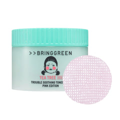 BRING GREEN edición rosa: discos tónicos árbol de té y cica para calmar piel sensible.