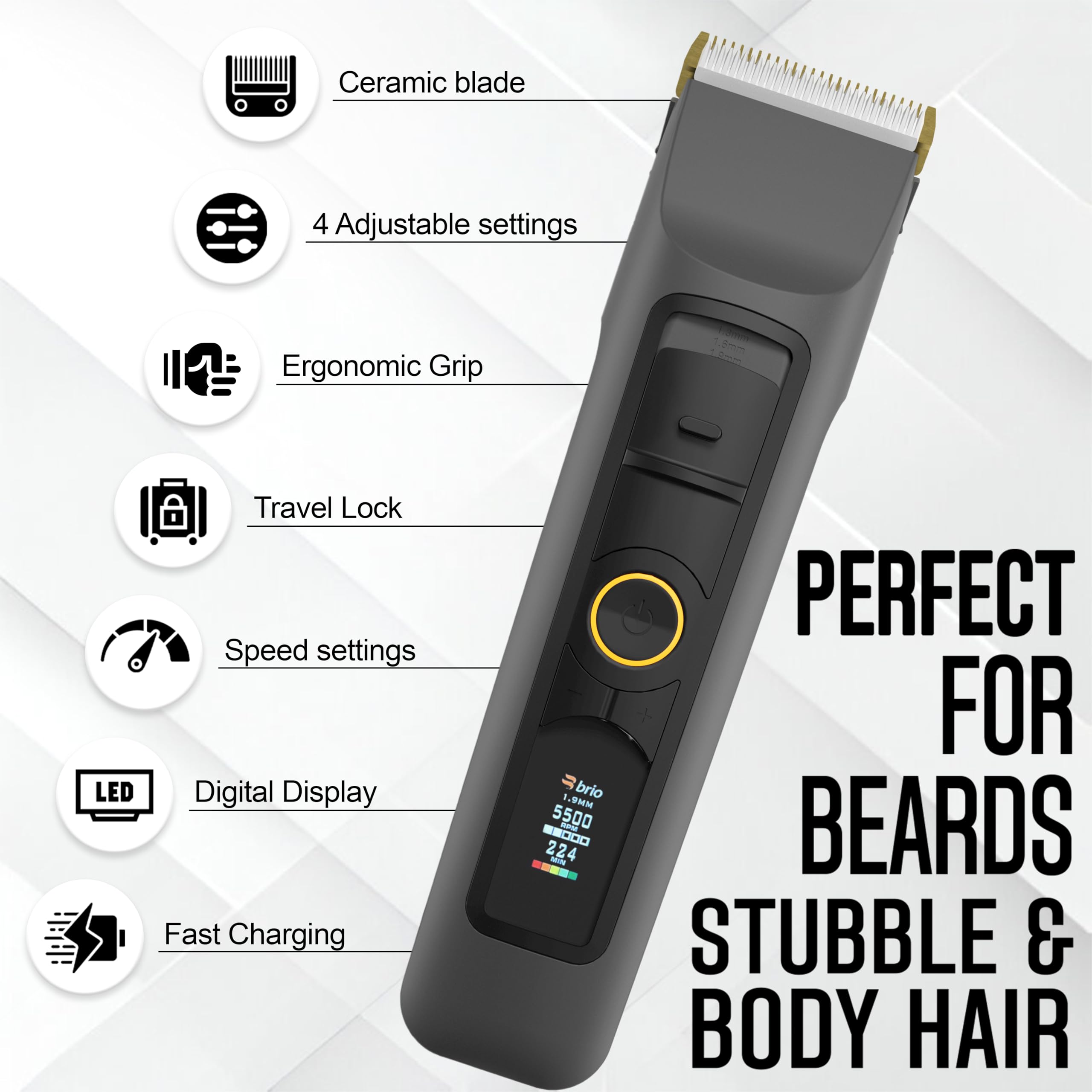 Brio Beardscape V2 longitudes de patilla 1 a 1,9 mm para acabado limpio