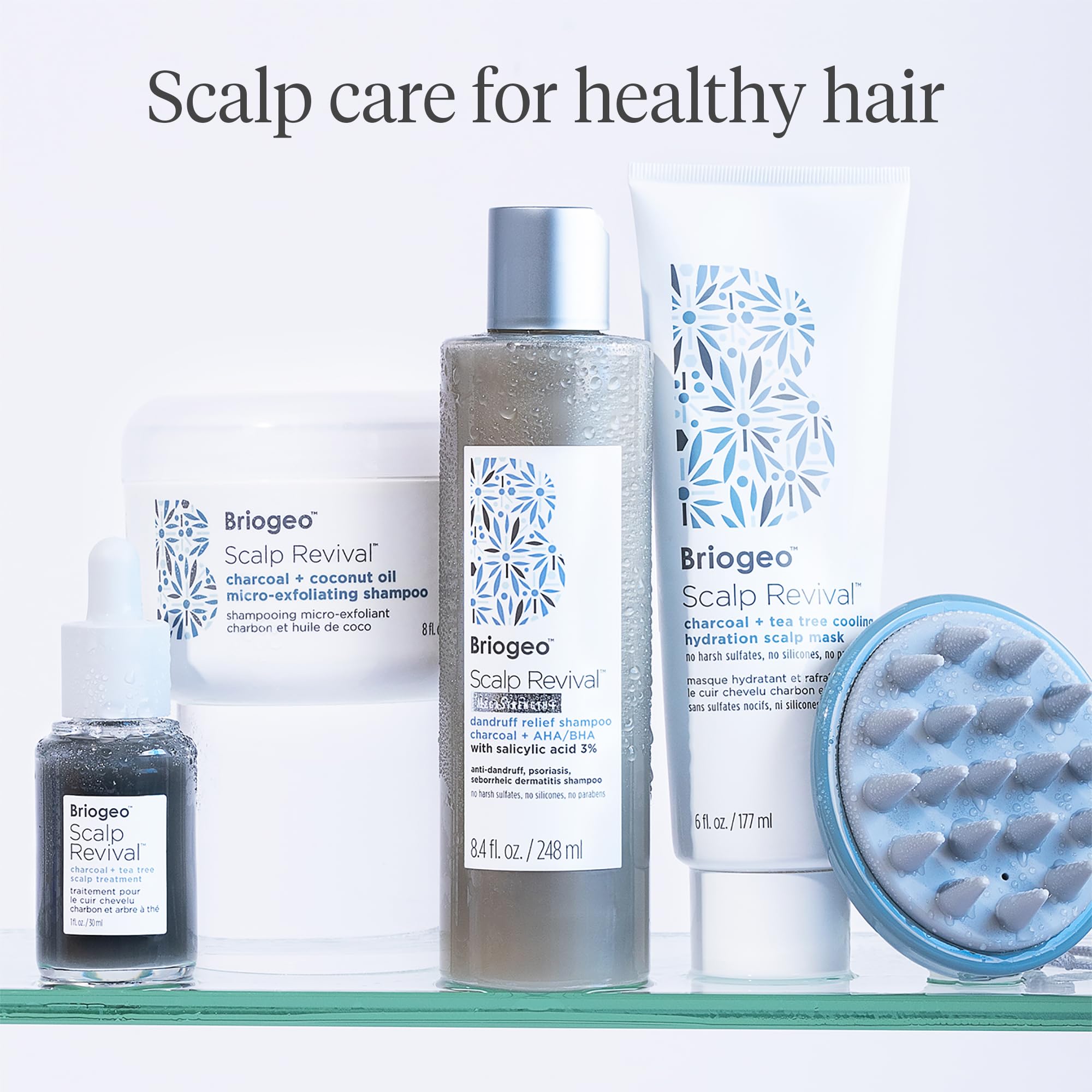Briogeo Scalp Revival purifica suavemente la acumulación del cuero cabelludo