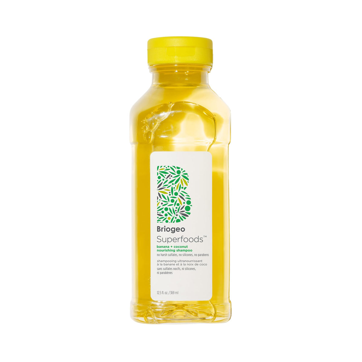 Briogeo Shampoing nourrissant banane et coco en bouteille, hydrate les cheveux secs.