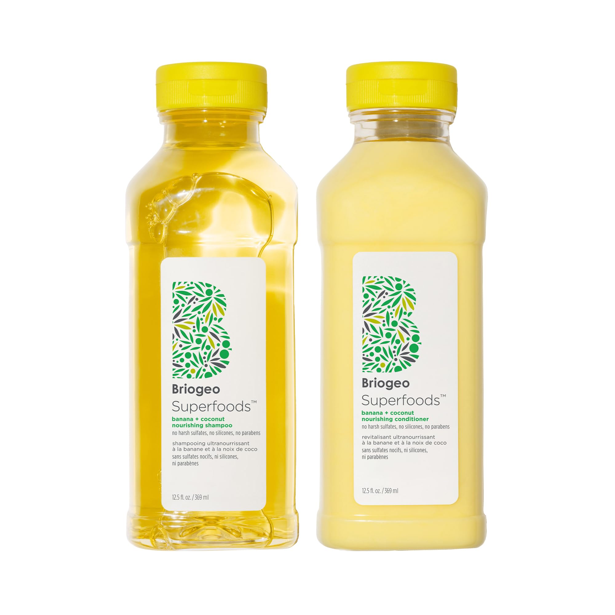 Briogeo Superfoods Banana + Coconut champú, botella, hidratación diaria para cabello seco