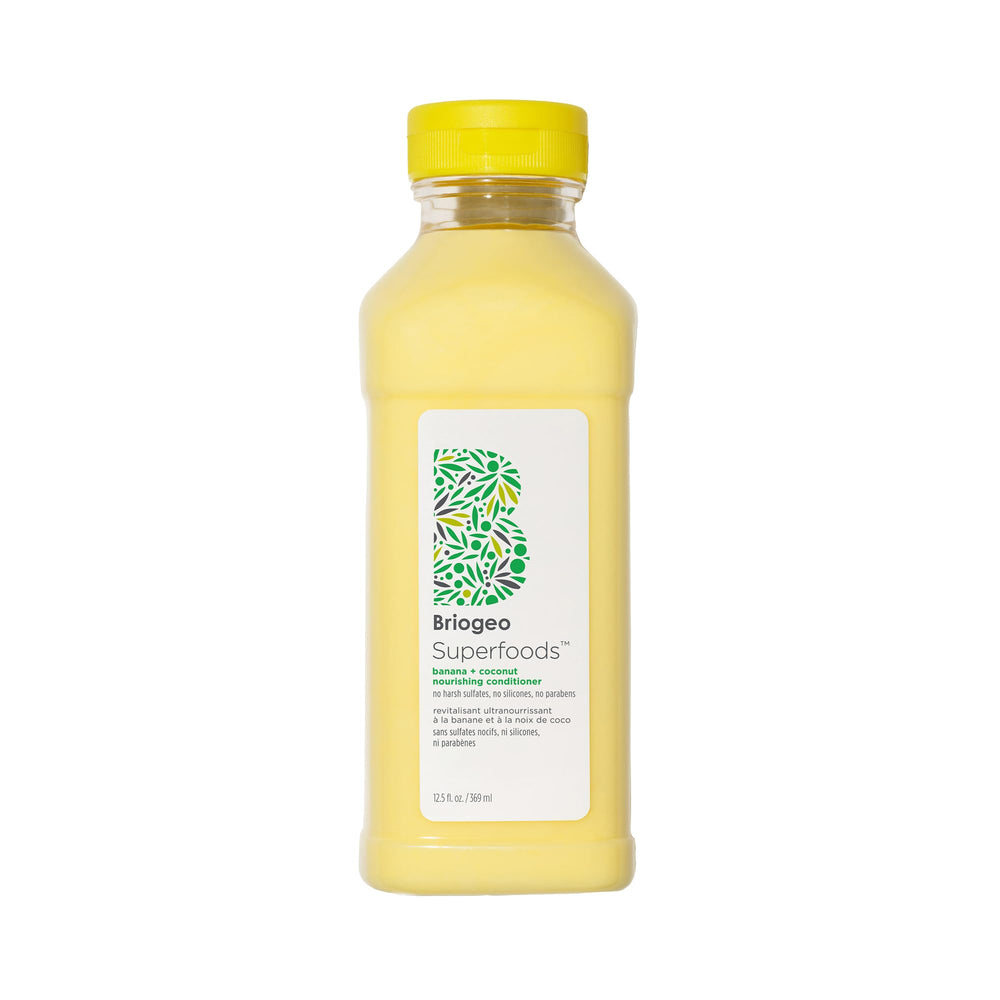 Briogeo Superfoods Banana Coconut Conditioner, botella, hidratación diaria para cabello seco