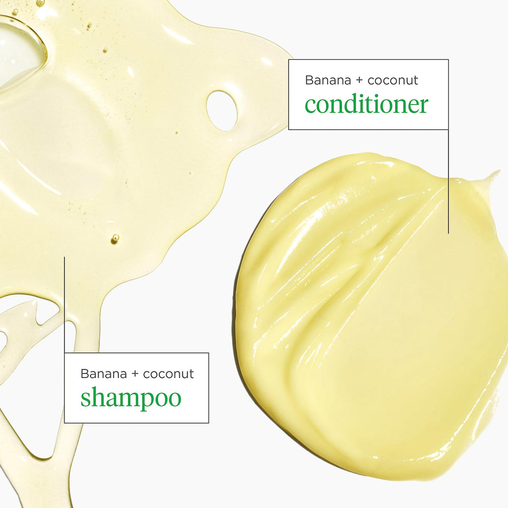 Briogeo Superfoods banana y coco, visual de ingredientes clave para nutrición capilar