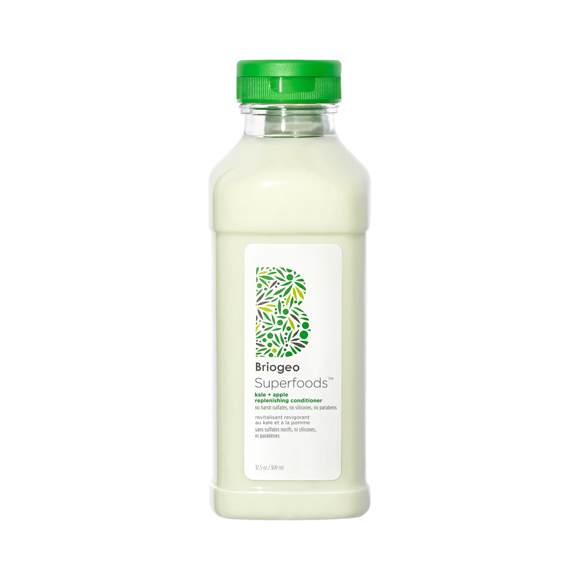 Briogeo Superfoods Kale Apple Condicionador, bote visible para hidratación y brillo.
