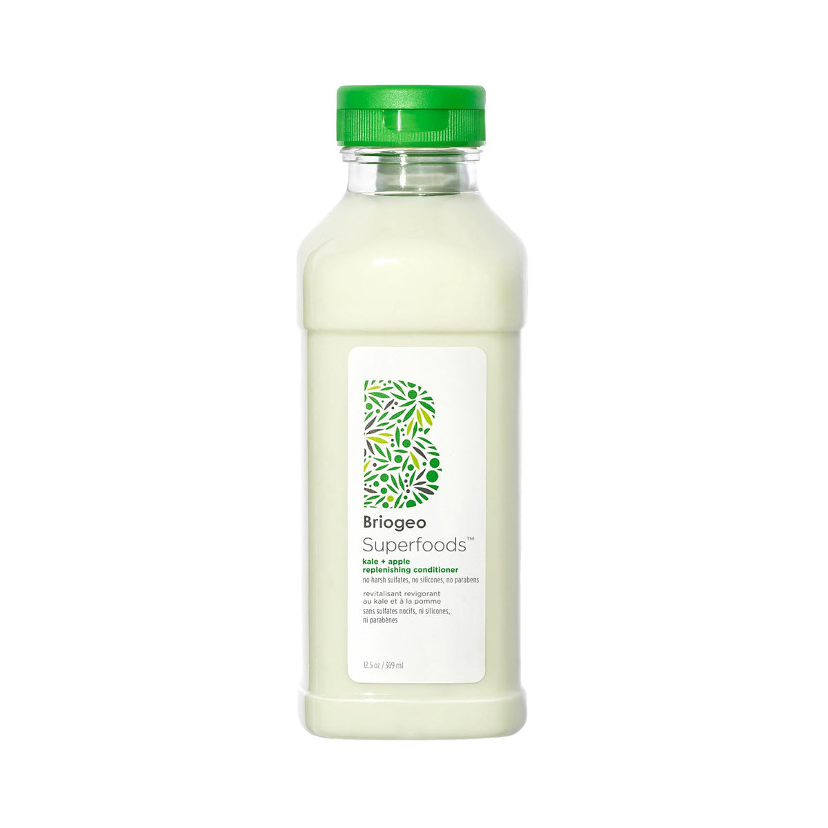 Briogeo Superfoods Kale Apple Condicionador, bote visible para hidratación y brillo.