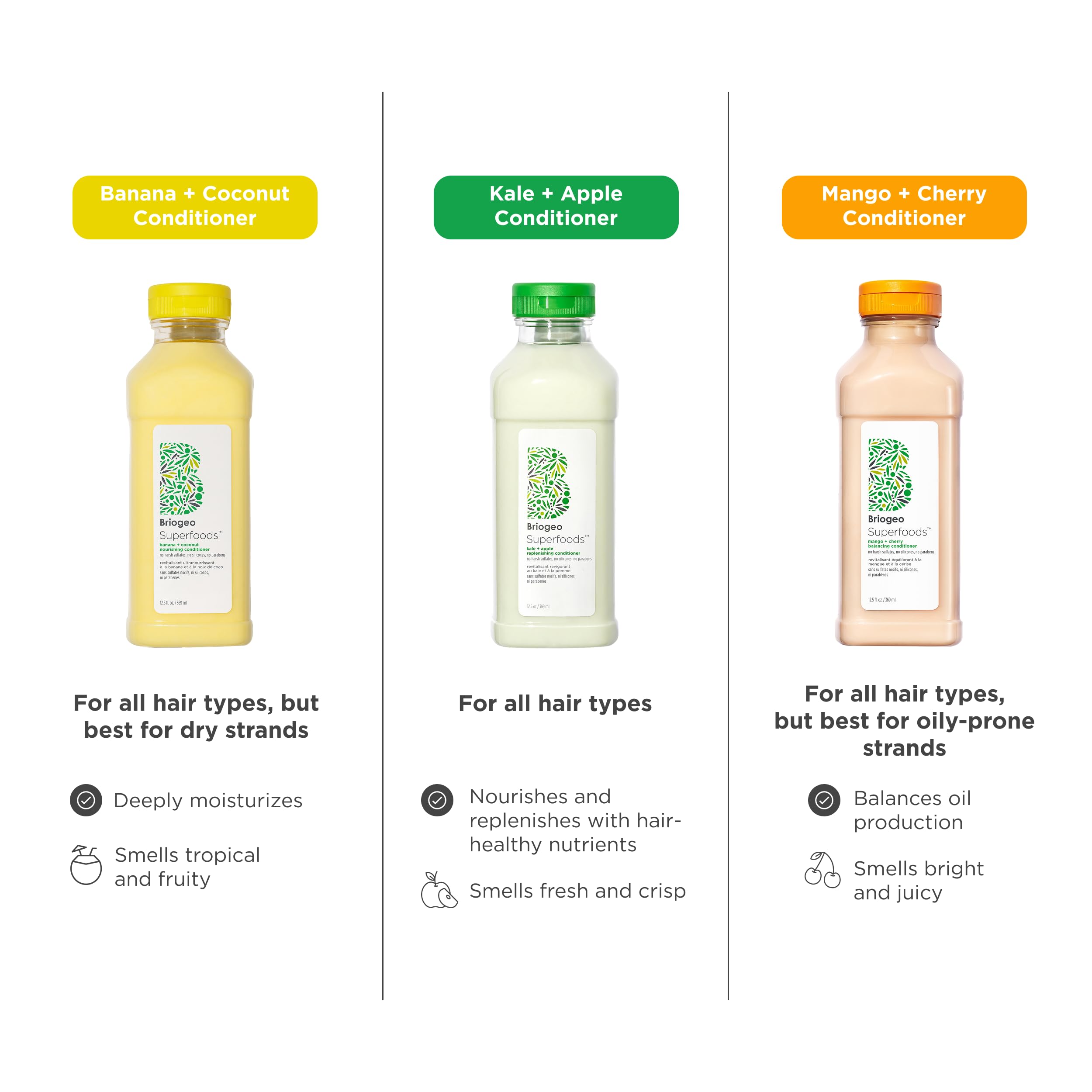 Briogeo Superfoods Kale Apple Condicionador, cuero cabelludo saludable y cabello suave.