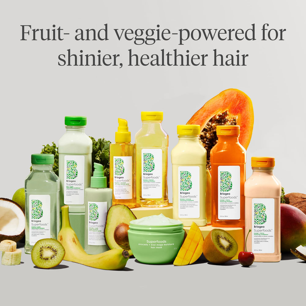 Briogeo Superfoods Mango + Cherry: mezcla de frutas antioxidantes para la salud capilar.