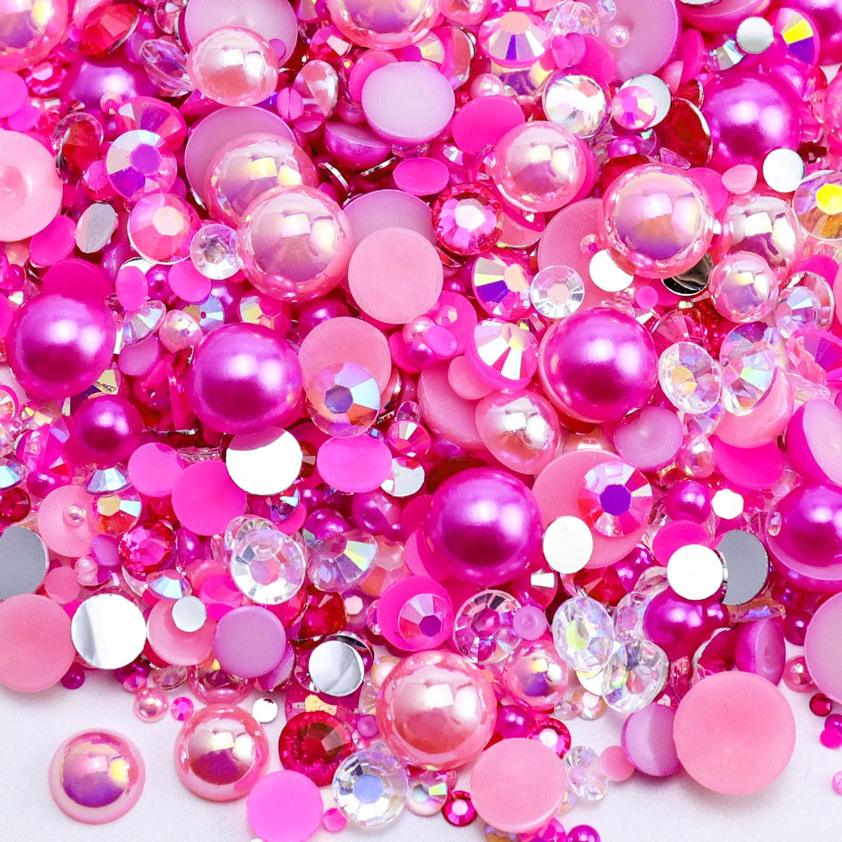 Briskbloom mezcla de perlas planas y rhinestones 2–10 mm para uñas y manualidades.
