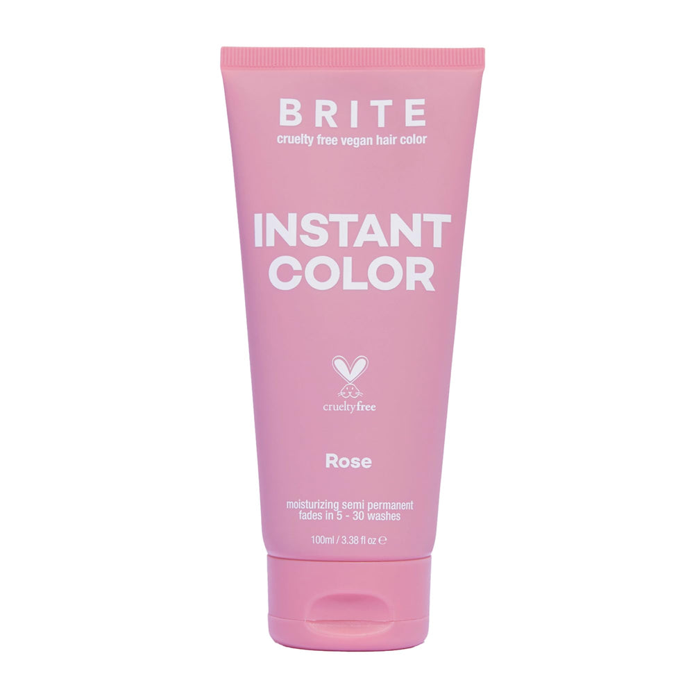 BRITE Color Instantáneo Rosa en envase, coloración vegana suave para uso en casa.