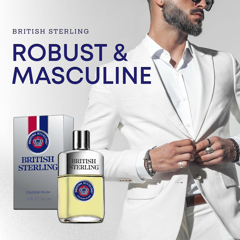 British Sterling de Dana, aplicación de colonia rociada, experiencia fresca tras el afeitado.