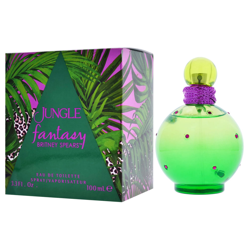 Britney Spears Jungle Fantasy, foco en frutas exóticas, aroma vibrante para el día.