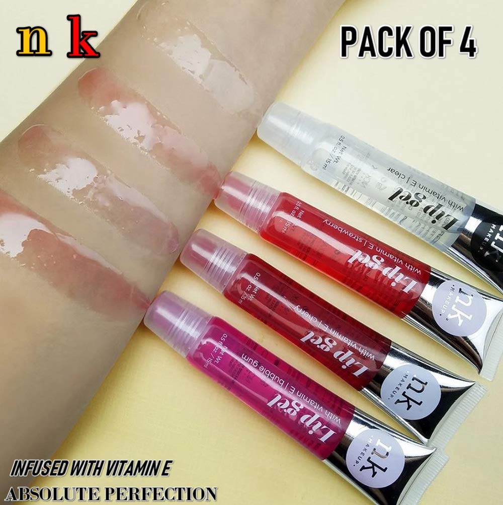Nicka K gel labial brillo espejo, efecto reflejo y hidratación suave.